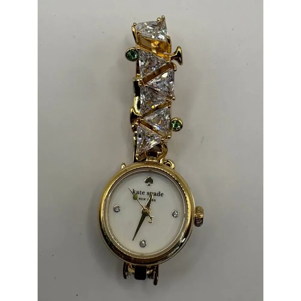 Kate Spade New York Women Watch Gold Trillion Crystal Cocktail Bangle Gold NWT